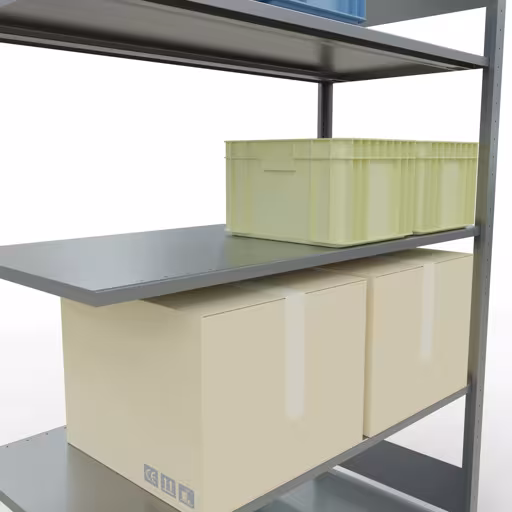 Anbauregal, Fachbodenregal Stecksystem MULTIplus150, 2000 x 1300 x 600 mm (HxBxT), 5 Fachböden, Längenriegel, verzinkt von Schulte Lagertechnik mit der Artikelnr. 12765-130-LR
