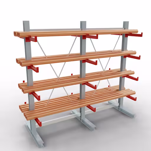 Produktbild Nr 12 des Artikels K 3000 Komplettregal, doppelseitig, 2500 x 2600 x 500 mm, RAL 7001 / RAL 3000, 5 Lagerebenen Abbildung Nr 12 des Artikels K 3000 Komplettregal, doppelseitig, 2500 x 2600 x 500 mm, RAL 7001 / RAL 3000, 5 Lagerebenen aus der Produktgruppe Kragarmregale von der Marke Schulte Lagertechnik