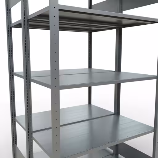 Grundregal, Doppelregal, Fachbodenregal Stecksystem MULTIplus150, 2000 x 1000 x (2x500) mm (HxBxT), 2x5 Fachböden, Längenriegel, verzinkt von Schulte Lagertechnik mit der Artikelnr. 17850