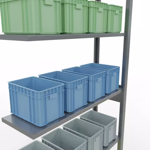 Anbauregal, Fachbodenregal Stecksystem MULTIplus150, 2500 x 1000 x 300 mm (HxBxT), 6 Fachböden, Längenriegel, verzinkt von Schulte Lagertechnik aus der Kategorie Stecksystem
