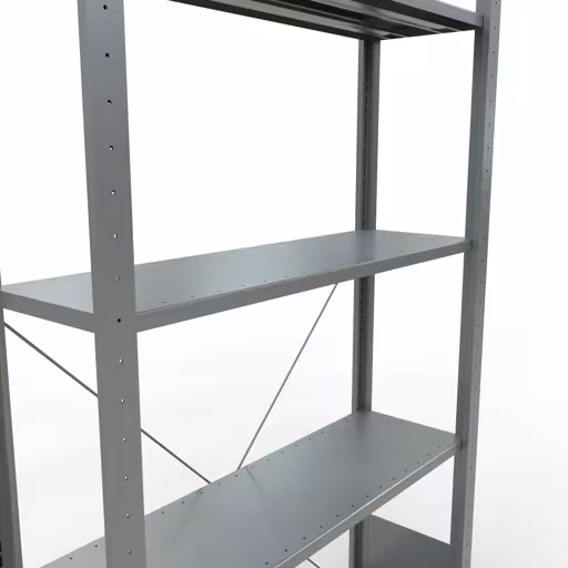 Grundregal, Fachbodenregal Stecksystem MULTIplus150, 2000 x 1000 x 300 mm (HxBxT), 5 Fachböden, Kreuzstrebe, verzinkt von Schulte Lagertechnik aus der Kategorie Stecksystem