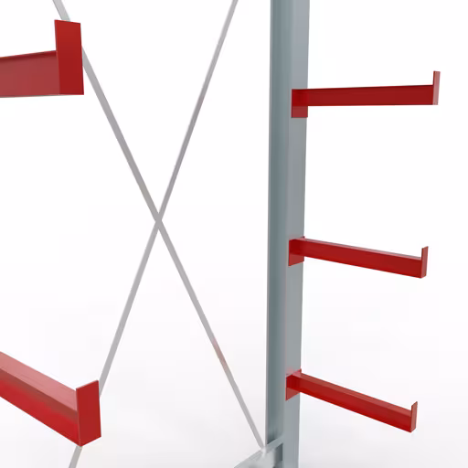 Abbildung Nr 10 des Artikels K 3000 Komplettregal, einseitig, 2500 x 1300 x 500 mm, RAL 7001 / RAL 3000, 5 Lagerebenen aus der Produktgruppe Kragarmregale von der Marke Schulte Lagertechnik