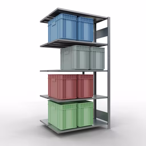 Produktbild Nr 13 des Artikels Anbauregal, Doppelregal, Fachbodenregal Stecksystem MULTIplus150, 2000 x 1000 x (2x400) mm (HxBxT), 2x5 Fachböden, Längenriegel, verzinkt Abbildung Nr 13 des Artikels Anbauregal, Doppelregal, Fachbodenregal Stecksystem MULTIplus150, 2000 x 1000 x (2x400) mm (HxBxT), 2x5 Fachböden, Längenriegel, verzinkt aus der Produktgruppe Fachbodenregale von der Marke Schulte Lagertechnik