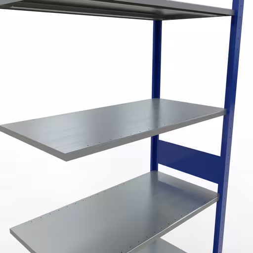 Abbildung Nr 10 des Artikels Anbauregal, Fachbodenregal Stecksystem MULTIplus85, 3000 x 1000 x 500 mm (HxBxT), 7 Fachböden, Längenriegel, RAL 5010 enzianblau aus der Produktgruppe Stecksystem von der Marke Schulte Lagertechnik