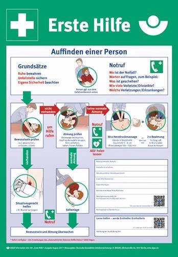 Erste-Hilfe-Plan nach DGUV Information 204-001 L410xB590mm Kunststoff aus der Kategorie mit der Teilenummer 9000477697
