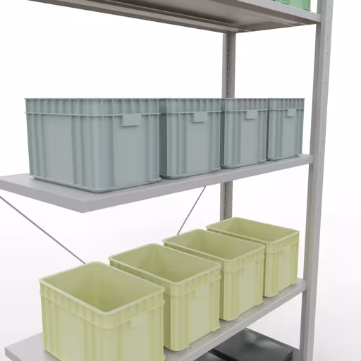 Anbauregal, Fachbodenregal Stecksystem MULTIplus85, 2000 x 1000 x 400 mm (HxBxT), 5 Fachböden, Kreuzstrebe, RAL 7035 lichtgrau von Schulte Lagertechnik aus der Kategorie Stecksystem