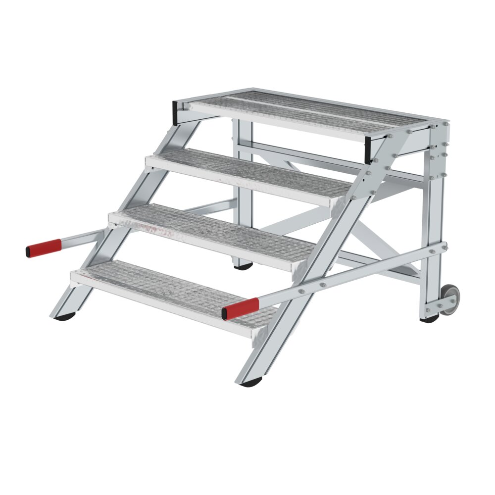 Munk Arbeitspodest fahrbar, Stufenbreite 1000 mm, Stahl-Gitterrost 4 Stufen von Günzburger Steigtechnik Munk Arbeitspodest fahrbar, Stufenbreite 800 mm, Stahl-Gitterrost aus der Kategorie Podesttreppen mit der Artikelnr. 050440