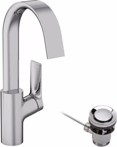 Hansgrohe Einhebel-Waschtischmischer VIVENIS 210 mit Zugstangen-Ablaufgarnitur 1 1/4 Zoll chrom