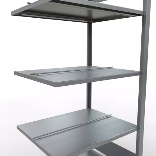 Anbauregal, Büro-Fachbodenregal Stecksystem MULTIplus150, 1800 x 750 x 600 mm (HxBxT), 5 Fachböden, Längenriegel, verzinkt, mit Mittelanschlag von Schulte Lagertechnik mit der Artikelnr. 17739