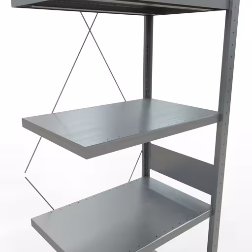 Anbauregal, Fachbodenregal Stecksystem MULTIplus250, 3000 x 750 x 500 mm (HxBxT), 7 Fachböden, Kreuzstrebe, verzinkt von der Marke Schulte Lagertechnik aus der Produktreihe Stecksystem