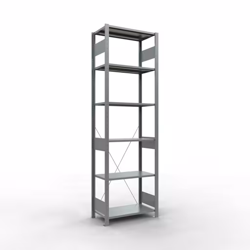 Grundregal, Fachbodenregal Stecksystem MULTIplus150, 2500 x 750 x 400 mm (HxBxT), 6 Fachböden, Kreuzstrebe, verzinkt aus der Kategorie Grundregal mit der Artikelnummer 12741-75