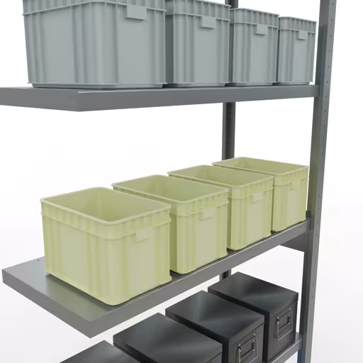 Abbildung Nr 12 des Artikels Anbauregal, Fachbodenregal Stecksystem MULTIplus250, 2500 x 1000 x 400 mm (HxBxT), 6 Fachböden, Längenriegel, verzinkt aus der Produktgruppe Stecksystem von der Marke Schulte Lagertechnik