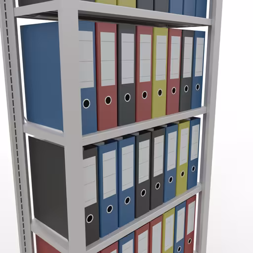 Abbildung Nr 10 des Artikels Grundregal, Büro-Fachbodenregal Stecksystem MULTIplus85, 2300 x 750 x 300 mm (HxBxT), 7 Fachböden, Kreuzstrebe, ohne Anschlagleiste, lichtgrau aus der Produktgruppe Büroregale von der Marke Schulte Lagertechnik