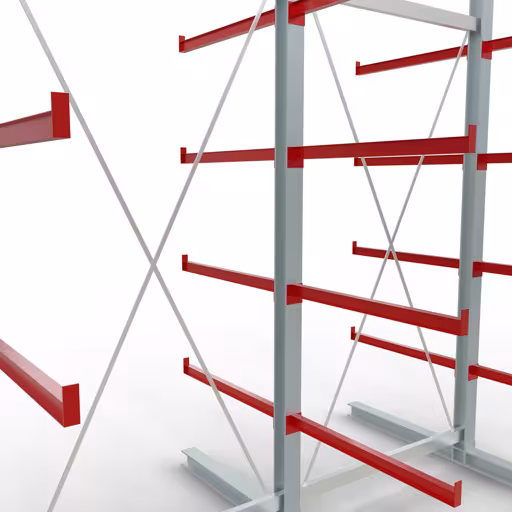 Produktbild Nr 12 des Artikels K 6000 Komplettregal, doppelseitig, 3000 x 3000 x 2x 1000 mm, RAL 7001 / RAL 3000, 5 Lagerebenen Abbildung Nr 12 des Artikels K 6000 Komplettregal, doppelseitig, 3000 x 3000 x 2x 1000 mm, RAL 7001 / RAL 3000, 5 Lagerebenen aus der Produktgruppe Kragarmregale von der Marke Schulte Lagertechnik