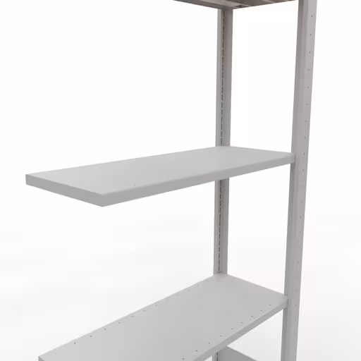 Anbauregal, Fachbodenregal Stecksystem MULTIplus150, 2000 x 750 x 300 mm (HxBxT), 5 Fachböden, Längenriegel, RAL 7035 lichtgrau von Schulte Lagertechnik mit der Artikelnr. 32635-75-LR