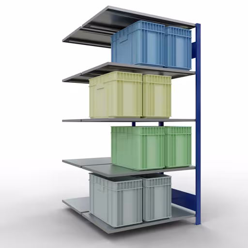Produktbild Nr.14 des Artikels Anbauregal, Doppelregal, Fachbodenregal Stecksystem MULTIplus150, 2000 x 1000 x (2x600) mm (HxBxT), 2x5 Fachböden, Längenriegel, RAL 5010 enzianblau aus der Produktreihe Fachbodenregale von der Marke Schulte Lagertechnik