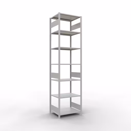 Grundregal, Fachbodenregal Stecksystem MULTIplus150, 3000 x 750 x 600 mm (HxBxT), 7 Fachböden, Längenriegel, RAL 7035 lichtgrau aus der Kategorie Grundregal mit der Artikelnummer 32662-75-LR