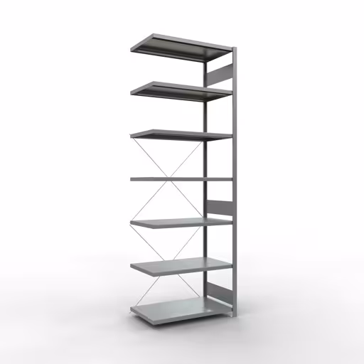 Anbauregal, Fachbodenregal Stecksystem MULTIplus330, 3000 x 1000 x 600 mm (HxBxT), 7 Fachböden, Kreuzstrebe, verzinkt aus der Kategorie Anbauregal mit der Artikelnummer 13967