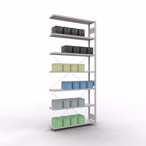 Produktbild Nr 14 des Artikels Stecksystem Anbauregal 3000x1300x300 mm, Typ 250 kg, lichtgrau Abbildung Nr 14 des Artikels Stecksystem Anbauregal 3000x1300x300 mm, Typ 250 kg, lichtgrau aus der Produktgruppe Stecksystem von der Marke Schulte Lagertechnik