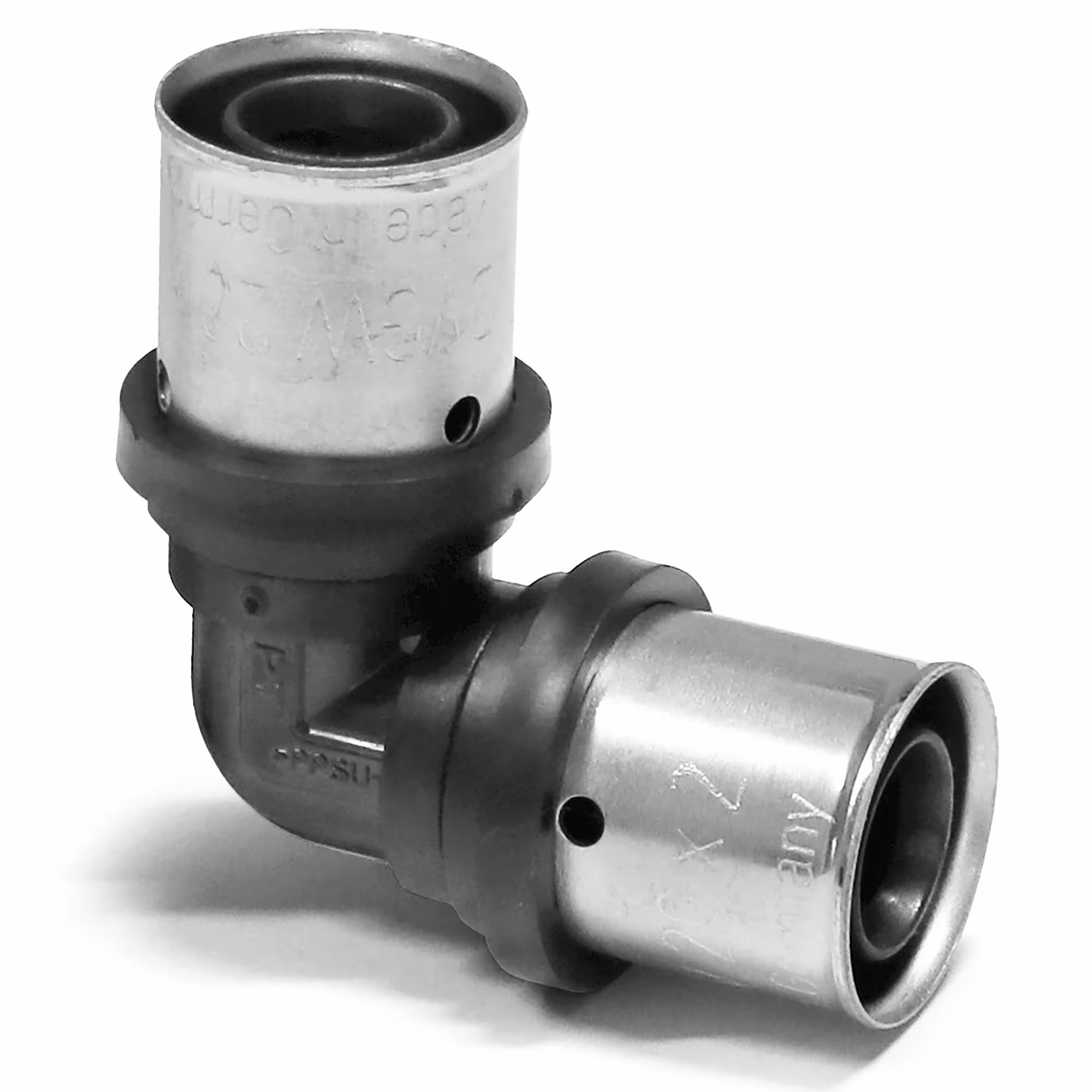 PPSU Press-Winkel 90° gleichseitig für Alu Verbundrohr 26 x 3 mm von der Marke Pipetec PPSU Presswinkel Typ Größe: 90° 26 x 3 mm aus der Kategorie Pressfittings mit der Artikelnr. KPFW2626