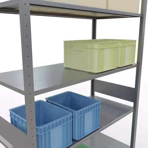 Produktbild Nr.7 des Artikels Grundregal, Fachbodenregal Stecksystem MULTIplus150, 3000 x 1300 x 600 mm (HxBxT), 7 Fachböden, Längenriegel, verzinkt aus der Produktreihe Stecksystem von der Marke Schulte Lagertechnik