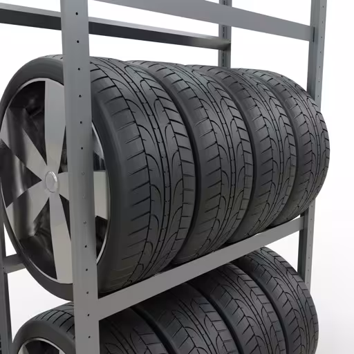 Abbildung Nr 13 des Artikels Grundregal, Räder-/Reifenregal, 2000 x 1000 x 400 mm (HxBxT), verzinkt, 3 Lagerebenen á 150 kg Fachlast pro Ebene aus der Produktgruppe Fachbodenregale von der Marke Schulte Lagertechnik