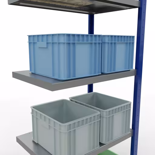 Abbildung Nr 15 des Artikels Anbauregal, Fachbodenregal Stecksystem MULTIplus250, 2000 x 750 x 500 mm (HxBxT), 5 Fachböden, Längenriegel, RAL 5010 enzianblau/verzinkt/verzinkt aus der Produktgruppe Stecksystem von der Marke Schulte Lagertechnik