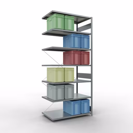 Produktbild Nr 13 des Artikels Stecksystem Anbauregal 3000x1300x800 mm, Typ 250 kg, verzinkt Abbildung Nr 13 des Artikels Stecksystem Anbauregal 3000x1300x800 mm, Typ 250 kg, verzinkt aus der Produktgruppe Stecksystem von der Marke Schulte Lagertechnik