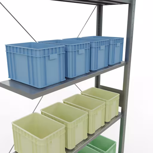 Abbildung Nr 8 des Artikels Anbauregal, Fachbodenregal Stecksystem MULTIplus150, 3000 x 1000 x 300 mm (HxBxT), 7 Fachböden, Kreuzstrebe, verzinkt aus der Produktgruppe Stecksystem von der Marke Schulte Lagertechnik