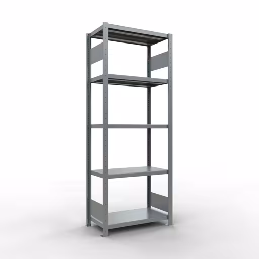 Grundregal, Fachbodenregal Stecksystem MULTIplus250, 2000 x 750 x 400 mm (HxBxT), 5 Fachböden, Längenriegel, verzinkt aus der Kategorie Grundregal mit der Artikelnummer 12940-75-LR