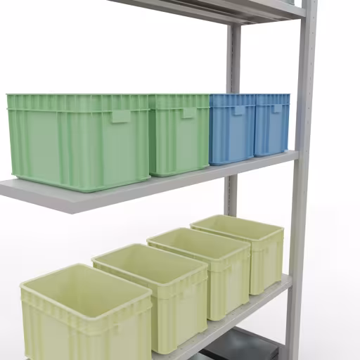 Anbauregal, Fachbodenregal Stecksystem MULTIplus150, 2000 x 1000 x 300 mm (HxBxT), 5 Fachböden, Längenriegel, RAL 7035 lichtgrau von Schulte Lagertechnik mit der Artikelnr. 32635-LR