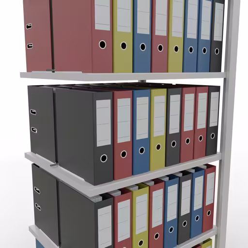 Abbildung Nr 12 des Artikels Anbauregal, Büro-Fachbodenregal Stecksystem MULTIplus150, 2000 x 750 x 600 mm (HxBxT), 6 Fachböden, Längenriegel, mit Mittelanschlag, lichtgrau aus der Produktgruppe Büroregale von der Marke Schulte Lagertechnik