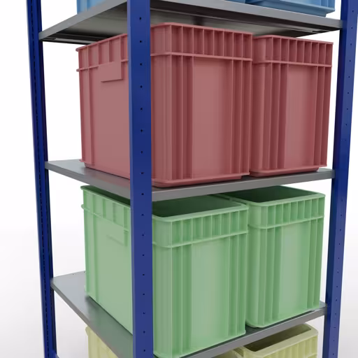 Grundregal, Fachbodenregal Stecksystem MULTIplus150, 2000 x 750 x 800 mm (HxBxT), 5 Fachböden, Längenriegel, RAL 5010 enzianblau/verzinkt/verzinkt mit der GTIN 4004514281289 Grundregal, Fachbodenregal Stecksystem MULTIplus150, 2000 x 750 x 800 mm (HxBxT), 5 Fachböden, Längenriegel, RAL 5010 enzianblau/verzinkt/verzinkt von Schulte Lagertechnik mit der Artikelnr. 12780-75-LR-B