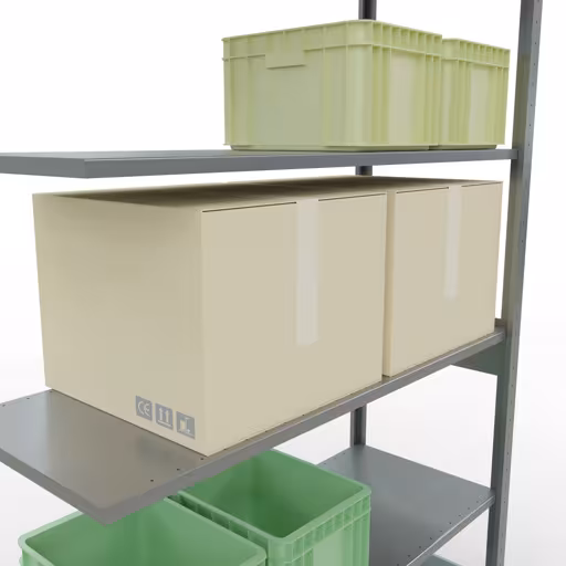Produktbild Nr.12 des Artikels Anbauregal, Fachbodenregal Stecksystem MULTIplus150, 2500 x 1300 x 500 mm (HxBxT), 6 Fachböden, Längenriegel, verzinkt aus der Produktreihe Stecksystem von der Marke Schulte Lagertechnik