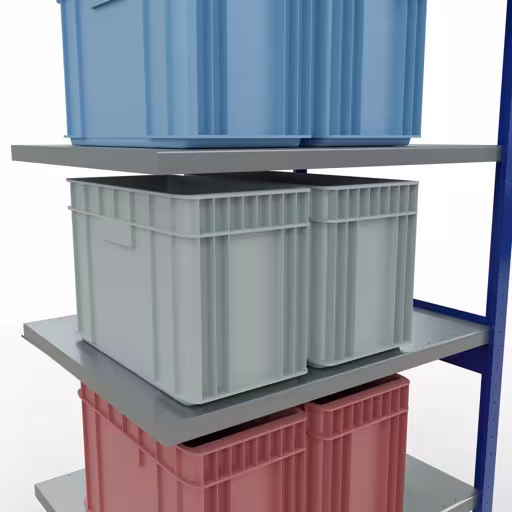 Abbildung Nr 10 des Artikels Anbauregal, Fachbodenregal Stecksystem MULTIplus330, 2500 x 1000 x 800 mm (HxBxT), 6 Fachböden, Kreuzstrebe, RAL 5010 enzianblau/verzinkt aus der Produktgruppe Stecksystem von der Marke Schulte Lagertechnik