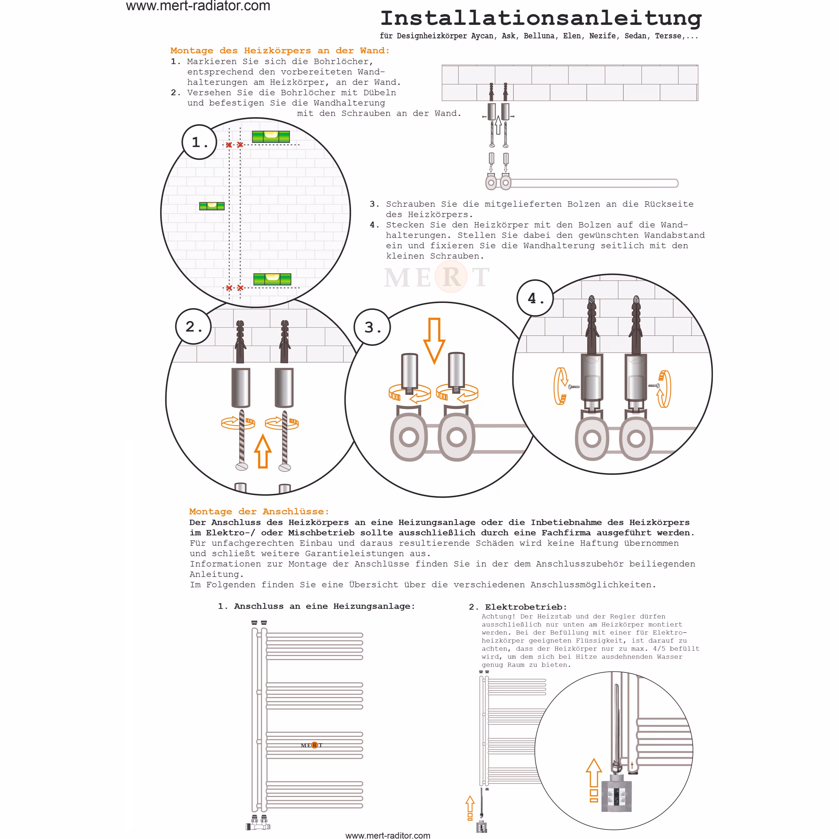 Mert Design Badheizkörper Modell Elen, Weiß, 500x800 mm