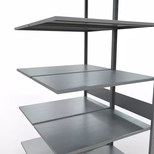 Abbildung Nr 14 des Artikels Anbauregal, Doppelregal, Fachbodenregal Stecksystem MULTIplus150, 3000 x 1000 x (2x600) mm (HxBxT), 2x7 Fachböden, Längenriegel, verzinkt aus der Produktgruppe Fachbodenregale von der Marke Schulte Lagertechnik