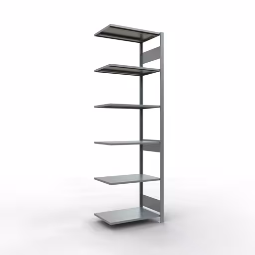 Anbauregal, Fachbodenregal Stecksystem MULTIplus150, 2500 x 750 x 500 mm (HxBxT), 6 Fachböden, Längenriegel, verzinkt aus der Kategorie Anbauregal mit der Artikelnummer 12756-75-LR