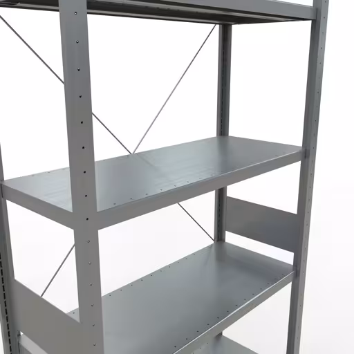 Grundregal, Fachbodenregal Stecksystem MULTIplus250, 3000 x 1000 x 400 mm (HxBxT), 7 Fachböden, Kreuzstrebe, verzinkt von Schulte Lagertechnik mit der Artikelnr. 12942