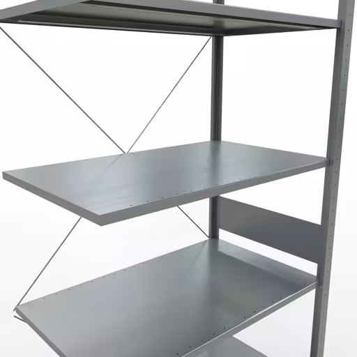 Anbauregal, Fachbodenregal Stecksystem MULTIplus150, 3000 x 1000 x 600 mm (HxBxT), 7 Fachböden, Kreuzstrebe, verzinkt von Schulte Lagertechnik aus der Kategorie Stecksystem
