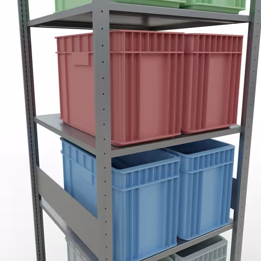 Zusatzbild des Artikels Grundregal, Fachbodenregal Stecksystem MULTIplus150, 3000 x 750 x 800 mm (HxBxT), 7 Fachböden, Längenriegel, verzinkt aus Grundregal