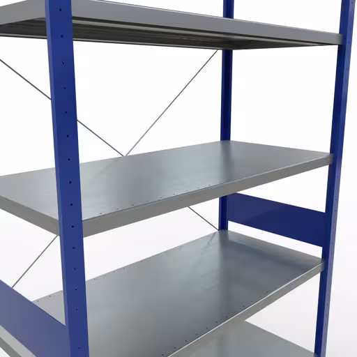 Abbildung Nr 11 des Artikels Grundregal, Fachbodenregal Stecksystem MULTIplus250, 3000 x 1300 x 600 mm (HxBxT), 7 Fachböden, Kreuzstrebe, RAL 5010 enzianblau/verzinkt aus der Produktgruppe Stecksystem von der Marke Schulte Lagertechnik