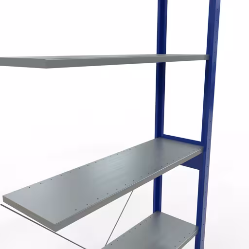 Anbauregal, Fachbodenregal Stecksystem MULTIplus150, 2500 x 1000 x 300 mm (HxBxT), 6 Fachböden, Kreuzstrebe, RAL 5010/verzinkt von der Marke Schulte Lagertechnik aus der Produktreihe Stecksystem