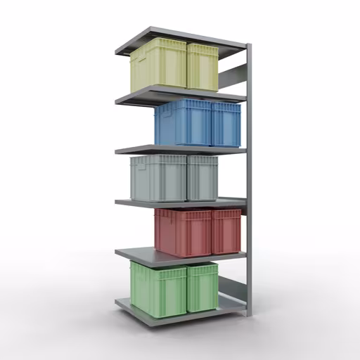 Abbildung Nr 8 des Artikels Anbauregal, Fachbodenregal Stecksystem MULTIplus330, 2500 x 1000 x 800 mm (HxBxT), 6 Fachböden, Längenriegel, verzinkt aus der Produktgruppe Stecksystem von der Marke Schulte Lagertechnik