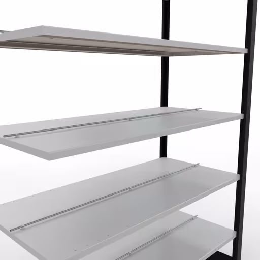 Produktbild Nr 13 des Artikels Anbauregal, Büro-Fachbodenregal Stecksystem MULTIplus150, 2300 x 1300 x 600 mm (HxBxT), 7 Fachböden, Längenriegel, mit Mittelanschlag, schwarz/lichtgrau Abbildung Nr 13 des Artikels Anbauregal, Büro-Fachbodenregal Stecksystem MULTIplus150, 2300 x 1300 x 600 mm (HxBxT), 7 Fachböden, Längenriegel, mit Mittelanschlag, schwarz/lichtgrau aus der Produktgruppe Büroregale von der Marke Schulte Lagertechnik
