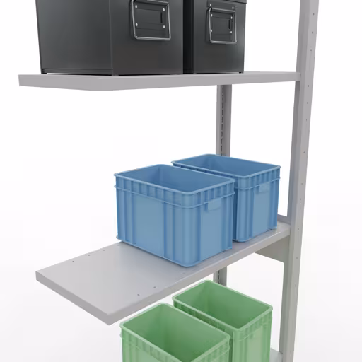 Anbauregal, Fachbodenregal Stecksystem MULTIplus150, 2500 x 750 x 300 mm (HxBxT), 6 Fachböden, Längenriegel, RAL 7035 lichtgrau von Schulte Lagertechnik aus der Kategorie Stecksystem