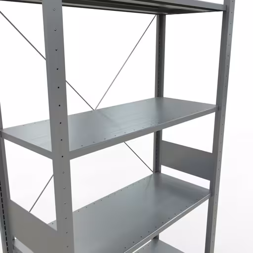 Grundregal, Fachbodenregal Stecksystem MULTIplus150, 3000 x 1000 x 400 mm (HxBxT), 7 Fachböden, Kreuzstrebe, verzinkt von Schulte Lagertechnik mit der Artikelnr. 12742