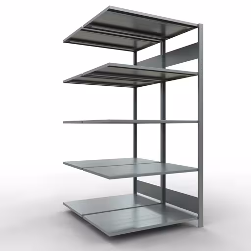 Anbauregal, Doppelregal, Fachbodenregal Stecksystem MULTIplus150, 2000 x 1000 x (2x600) mm (HxBxT), 2x5 Fachböden, Längenriegel, verzinkt aus der Kategorie Doppelregale mit der Artikelnummer 17865