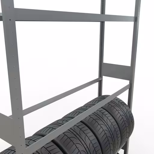 Grundregal, Räder-/Reifenregal, 3500 x 1500 x 400 mm, verzinkt, 5 Lagerebenen á 150 kg Fachlast pro Ebene aus der Kategorie Autoteilelagerung mit der GTIN 4004514255280 Grundregal, Räder-/Reifenregal, 3500 x 1500 x 400 mm, verzinkt, 5 Lagerebenen á 150 kg Fachlast pro Ebene von der Marke Schulte Lagertechnik aus der Produktreihe Fachbodenregale