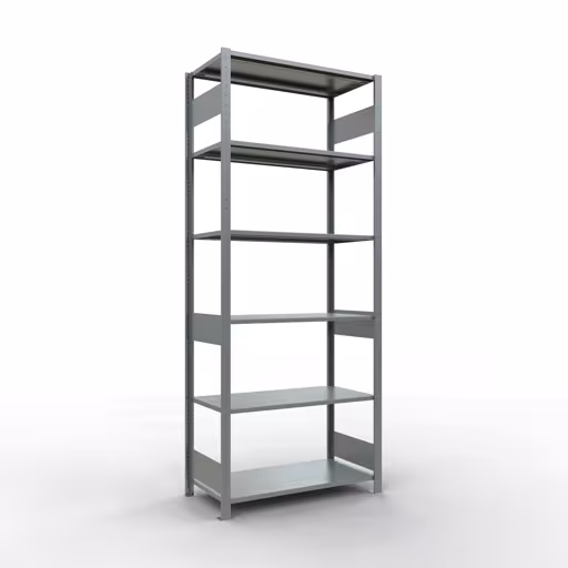 Abbildung Nr 9 des Artikels Grundregal, Fachbodenregal Stecksystem MULTIplus85, 2500 x 1000 x 500 mm (HxBxT), 6 Fachböden, Längenriegel, verzinkt aus der Produktgruppe Stecksystem von der Marke Schulte Lagertechnik